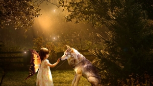 wolf-playing-with-little-girl-wallpaper